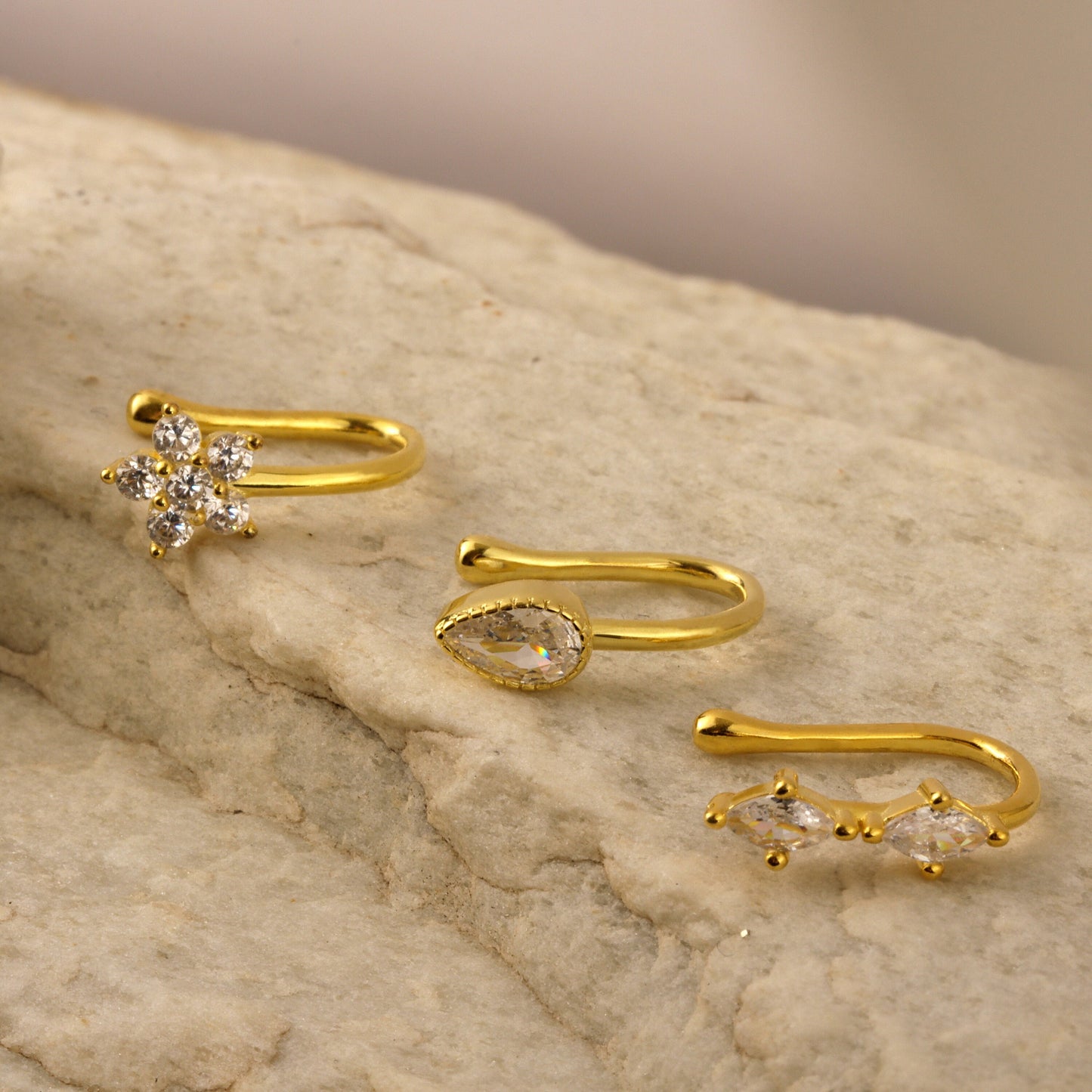 S925 Sterling Silver Faux Nose Ring/ Non-piercing Nose Ring/ Unique Nose Clip/ Nose Cuff/ CZ Fake Nose Ring/ No Pierced Nose Clip/ Nose Ring Miss Vivi Jewelry