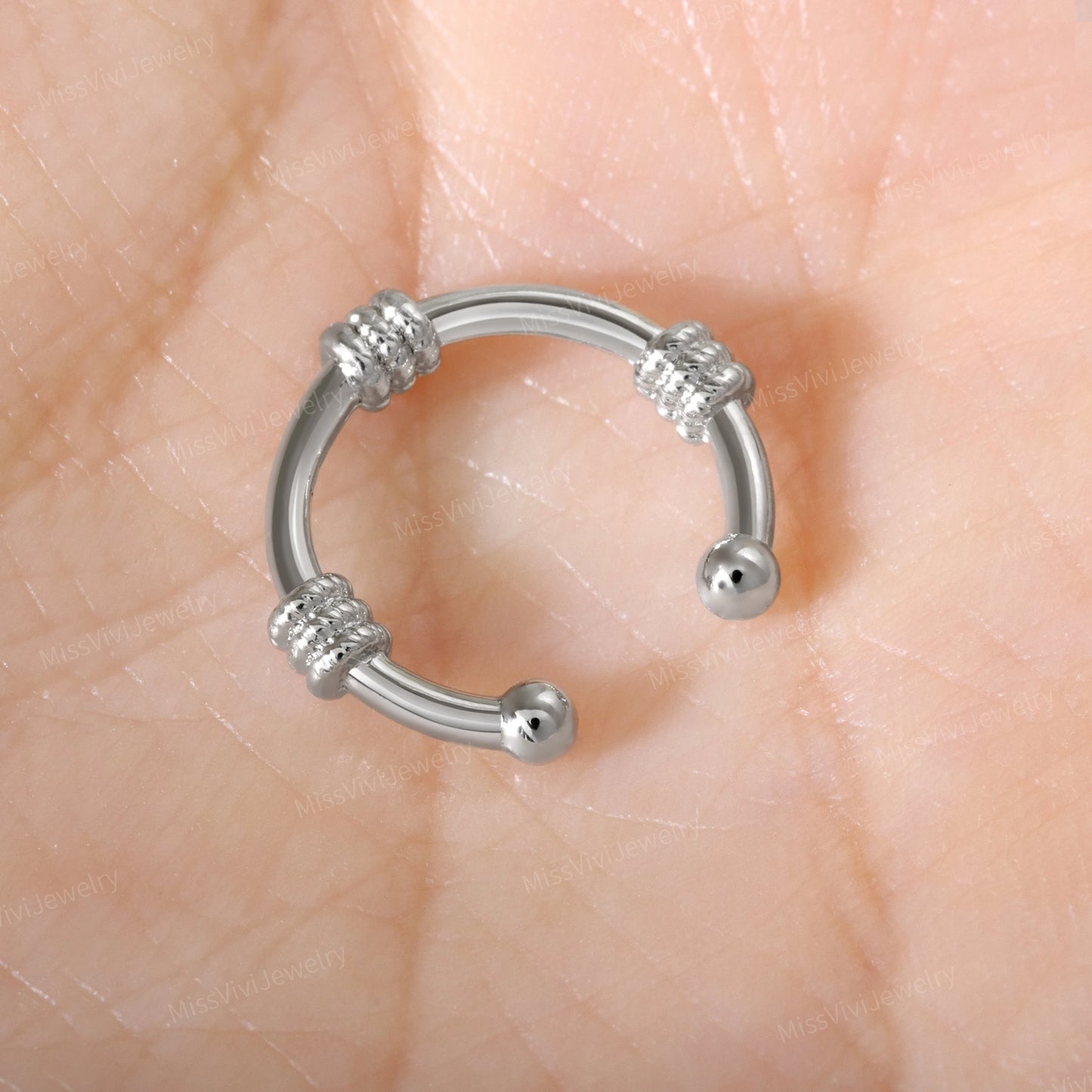 Fake Septum Ring Fit All/ Adjustable Non-piercing Setpum Hoop/ Gold Septum Cuff/ Silver Clip On Nose Ring/Fake Piercing Hoop/False Nose Ring Miss Vivi Jewelry