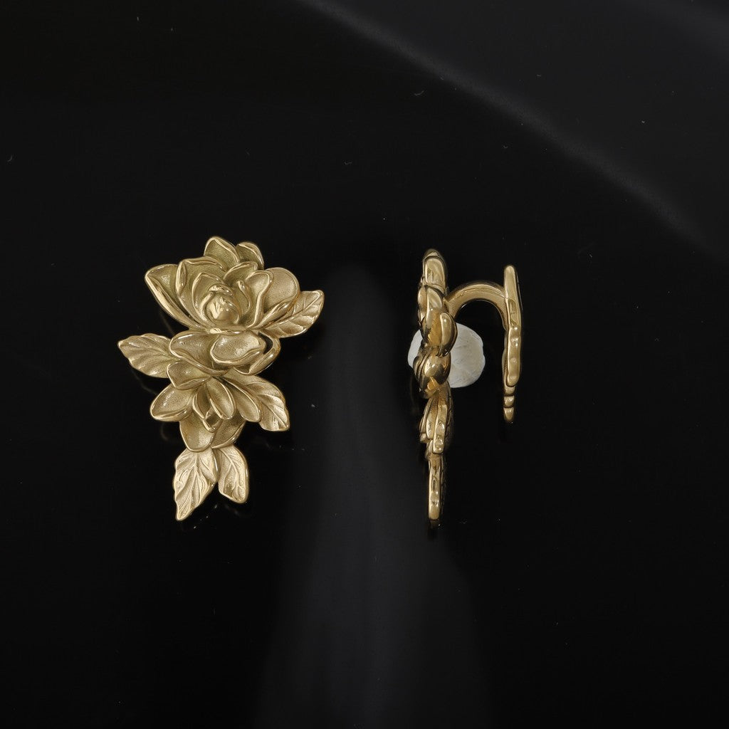 00G Rose Ear Weights Hanger/ High-Quality Ear Hanger for Stretched Ears / Weighted Gauges Golden/ Golden Ear Stretched Jewelry/ Weighted Dangle 10mm