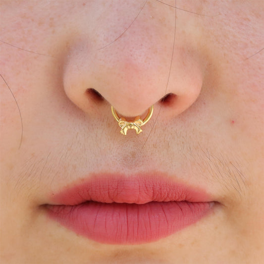 16G ASTM F136 Titanium Bow Tie Septum Ring/ Fresh Piercing Hinged Ring/ Hypoallergenic Septum/ Waterproof Jewelry/ Titanium Septum1.2*8/10mm