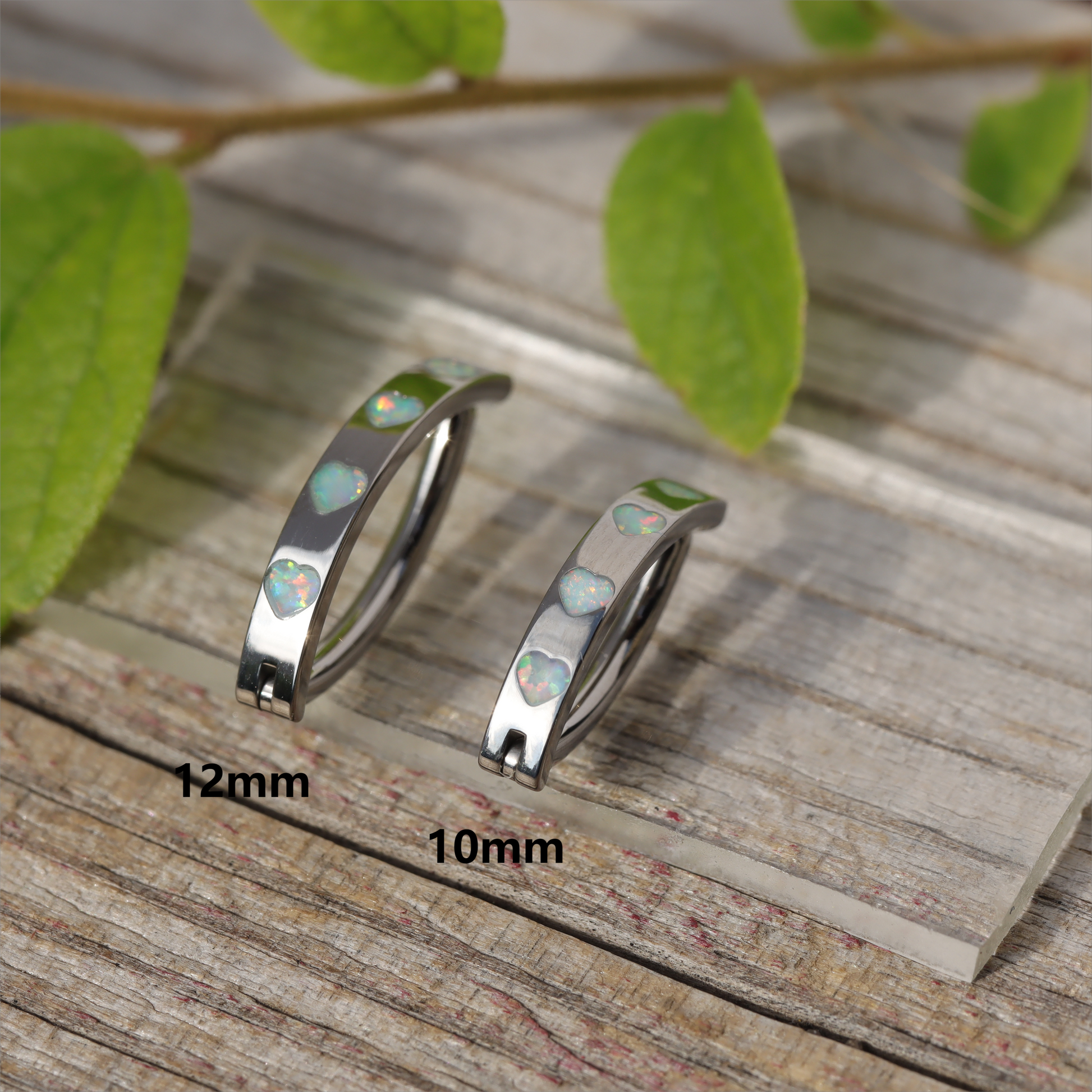 14G ASTM F136 Titanium Heart Opal Belly Button Clicker| Blue White Opal Navel Piercing Ring| Hinged Belly Ring|Navel Clicker|Curved Navel Barbell 1.6*10/12mm Miss Vivi Jewelry