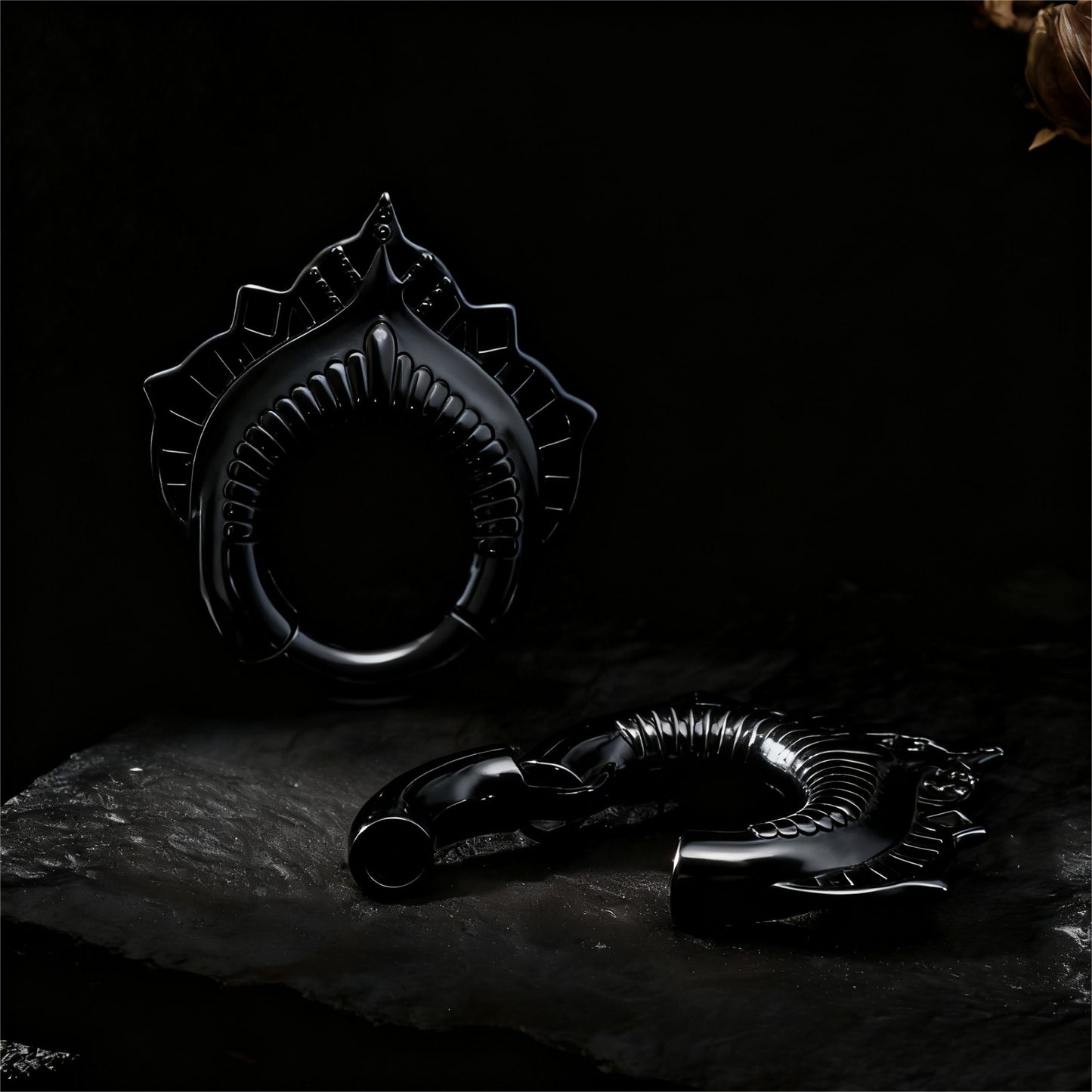 Silvery Lace Flower lobe weights/ Hinged Gauge Ring/ 2G Ear Gauges/ Ear Lobe stretching 6mm/ Gift Packaged Ear Weights