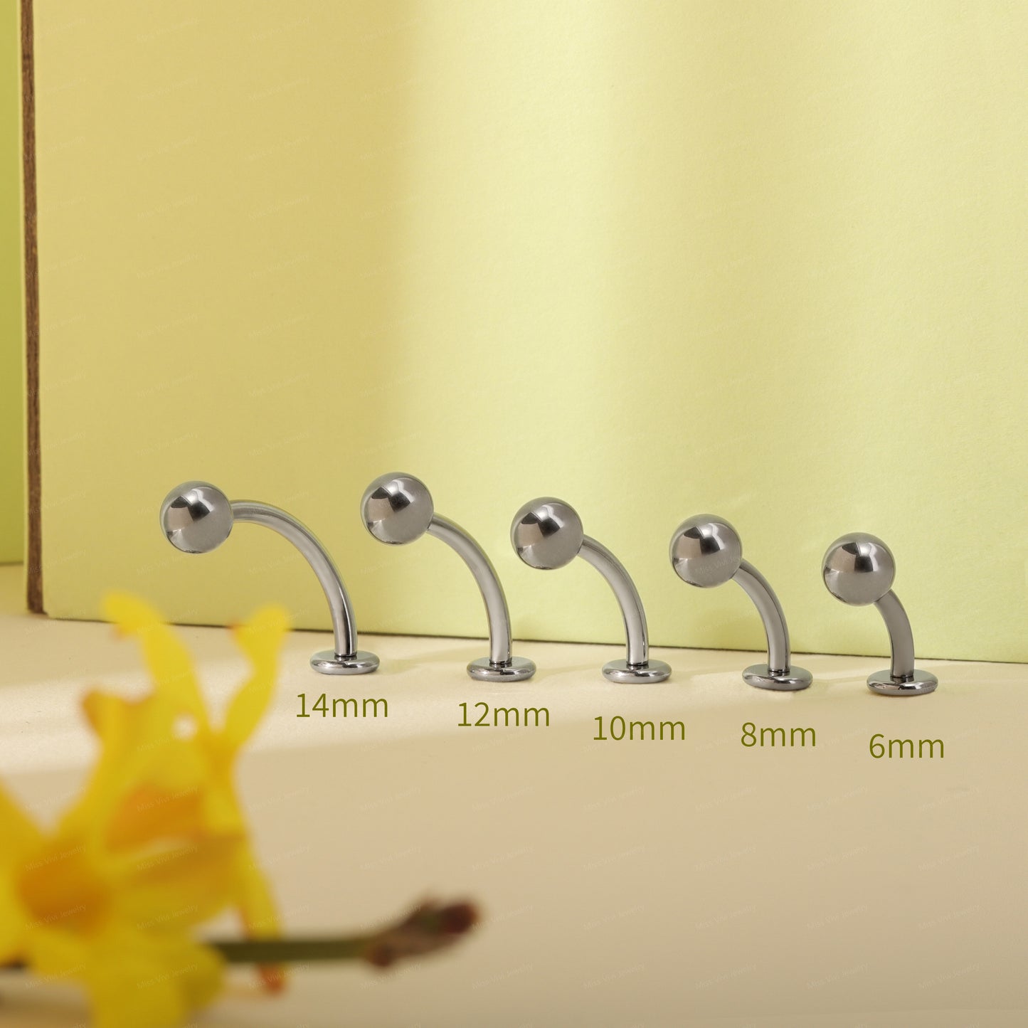 14G  F136 Titanium Tiny Ball Fat Floating Belly Ring| Internally Threading Belly Bar| Minimalism Belly Ring| Navel Ring 6/8/10/12/14mm Miss Vivi Jewelry