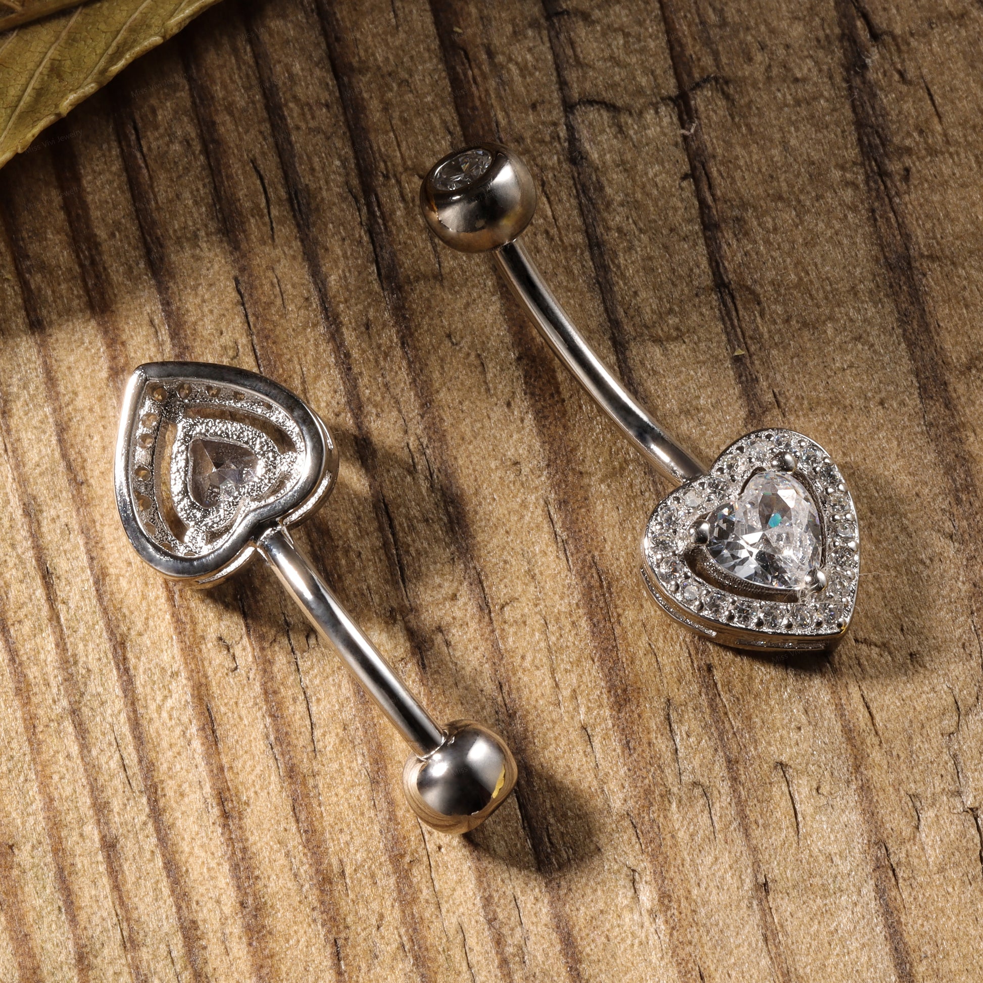 14G Sterling Silver Heart Belly Button Ring| Waterproof Belly Ring| Never Getting Grean Navel Ring| Fresh Piercing Ring 6/8/10/12mm Miss Vivi Jewelry