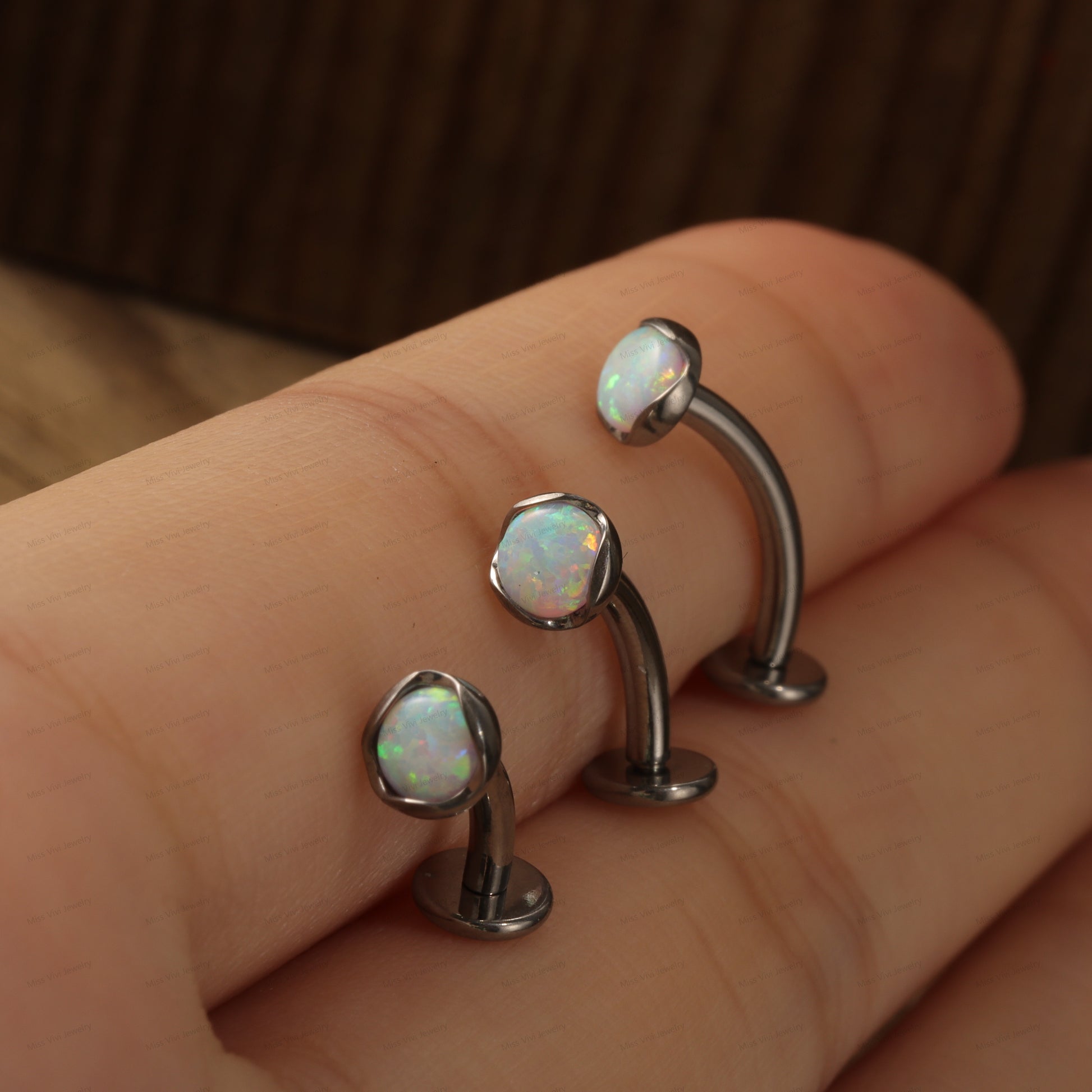 14G ASTM F136 Titanium Fat Floating Belly Ring| Internally Threading Belly Bar| Opal Belly Button Ring| Comfortable Navel Ring 8/10/12mm Miss Vivi Jewelry