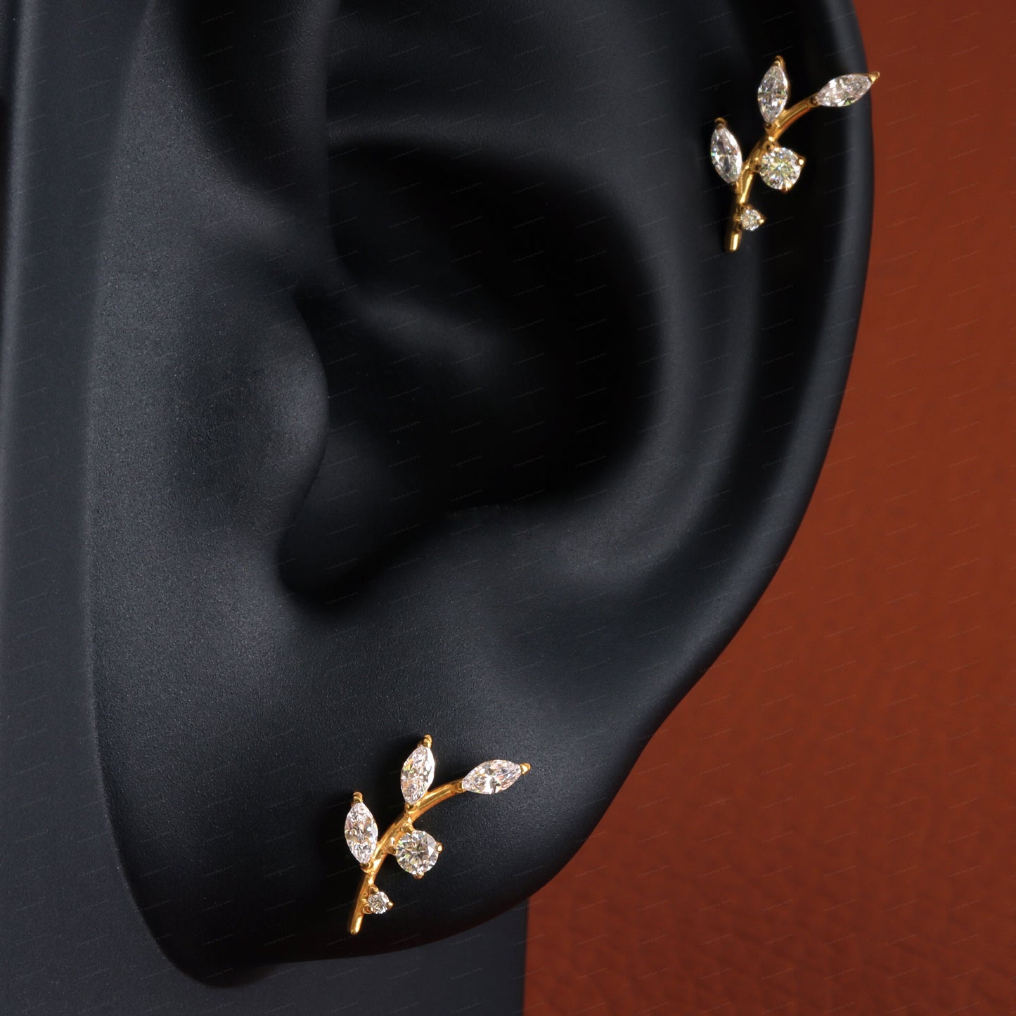 F-136 Titanium Branch Stud Earring, 1.2*6/8mm, Internally Threaded Stud, Flat Back Earring, Cartilage Stud, Tragus Stud, Gift Packaged