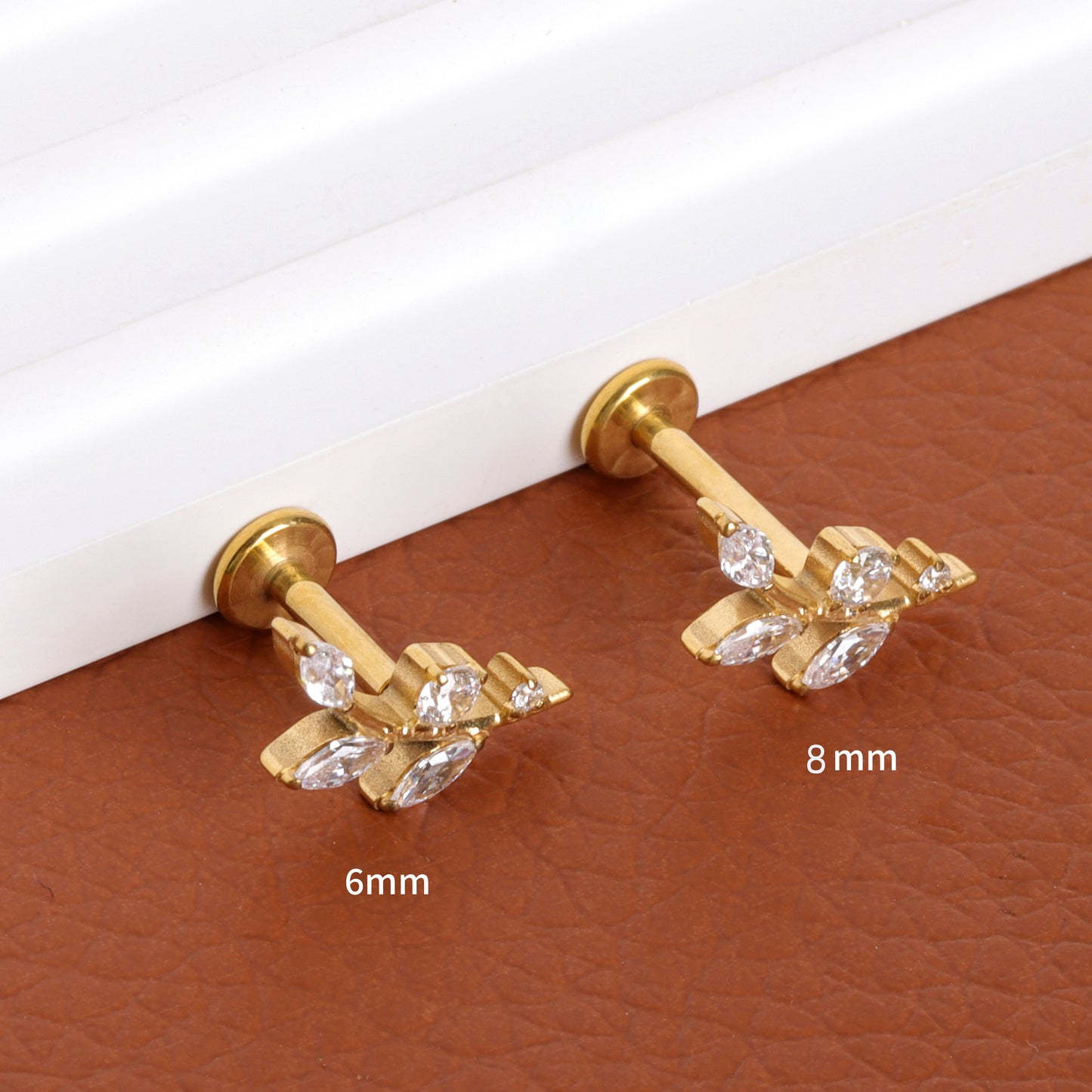 F-136 Titanium Branch Stud Earring, 1.2*6/8mm, Internally Threaded Stud, Flat Back Earring, Cartilage Stud, Tragus Stud, Gift Packaged