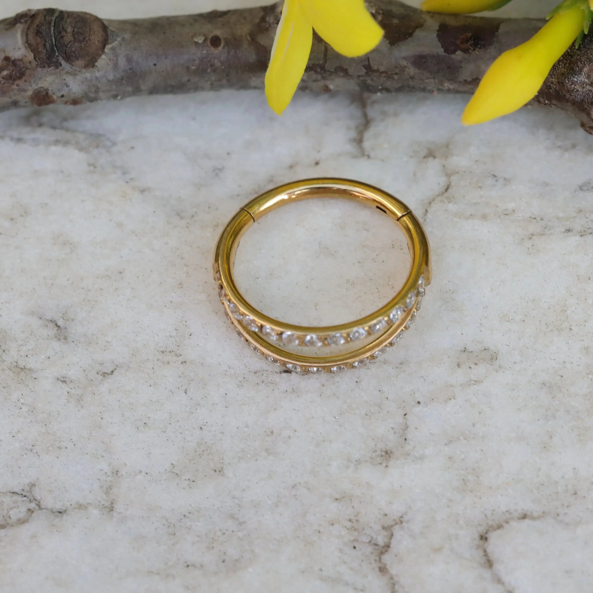 18G Surgical Steel CZ Double Nostril Ring/ Hinged Nose Hoop/ Shine Nose Clicker/ Steel Nostril Jewelry/1.0 Nose Piercing 1.0*8mm Silver Gold Miss Vivi Jewelry