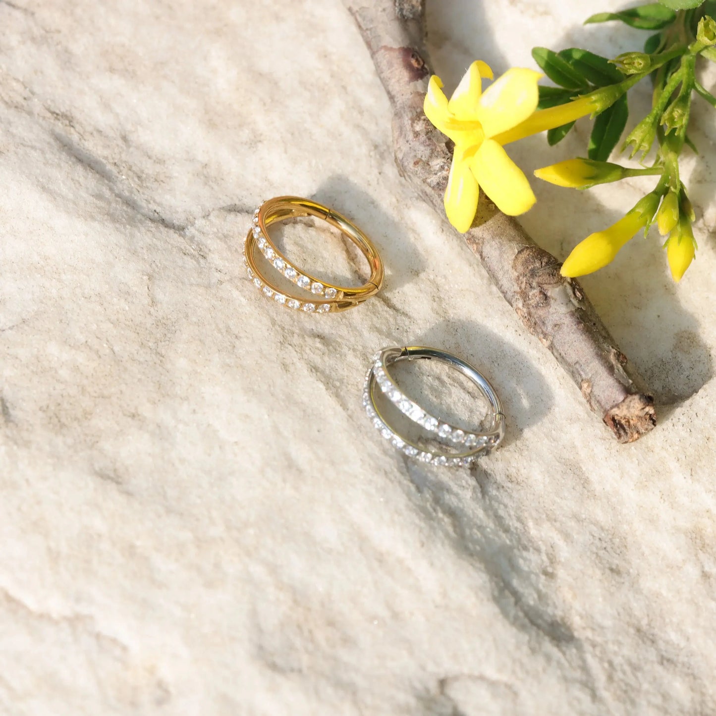 18G Surgical Steel CZ Double Nostril Ring/ Hinged Nose Hoop/ Shine Nose Clicker/ Steel Nostril Jewelry/1.0 Nose Piercing 1.0*8mm Silver Gold Miss Vivi Jewelry