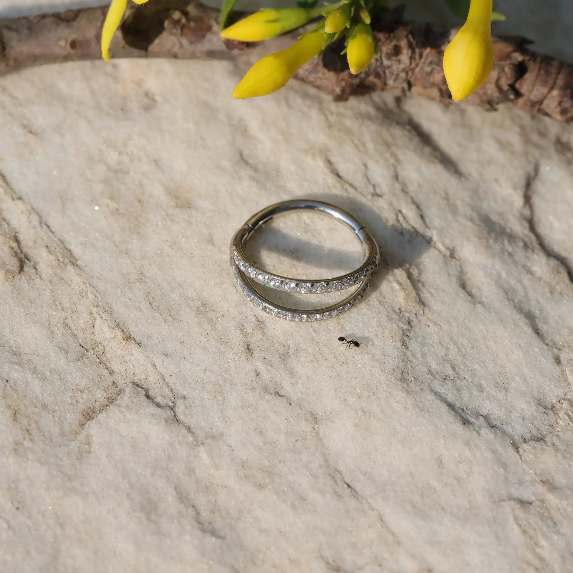 18G Surgical Steel CZ Double Nostril Ring/ Hinged Nose Hoop/ Shine Nose Clicker/ Steel Nostril Jewelry/1.0 Nose Piercing 1.0*8mm Silver Gold Miss Vivi Jewelry