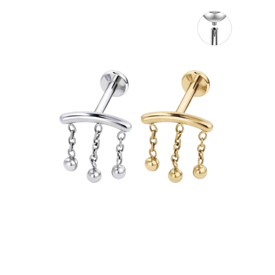 16G ASTM F136 Titanium Flat Back Stud, Tiny Stud Earrings, Titanium Helix Stud, Dangle Cartilage Earring, Silver Drop Earring 1.2*6/8/10mm Miss Vivi Jewelry