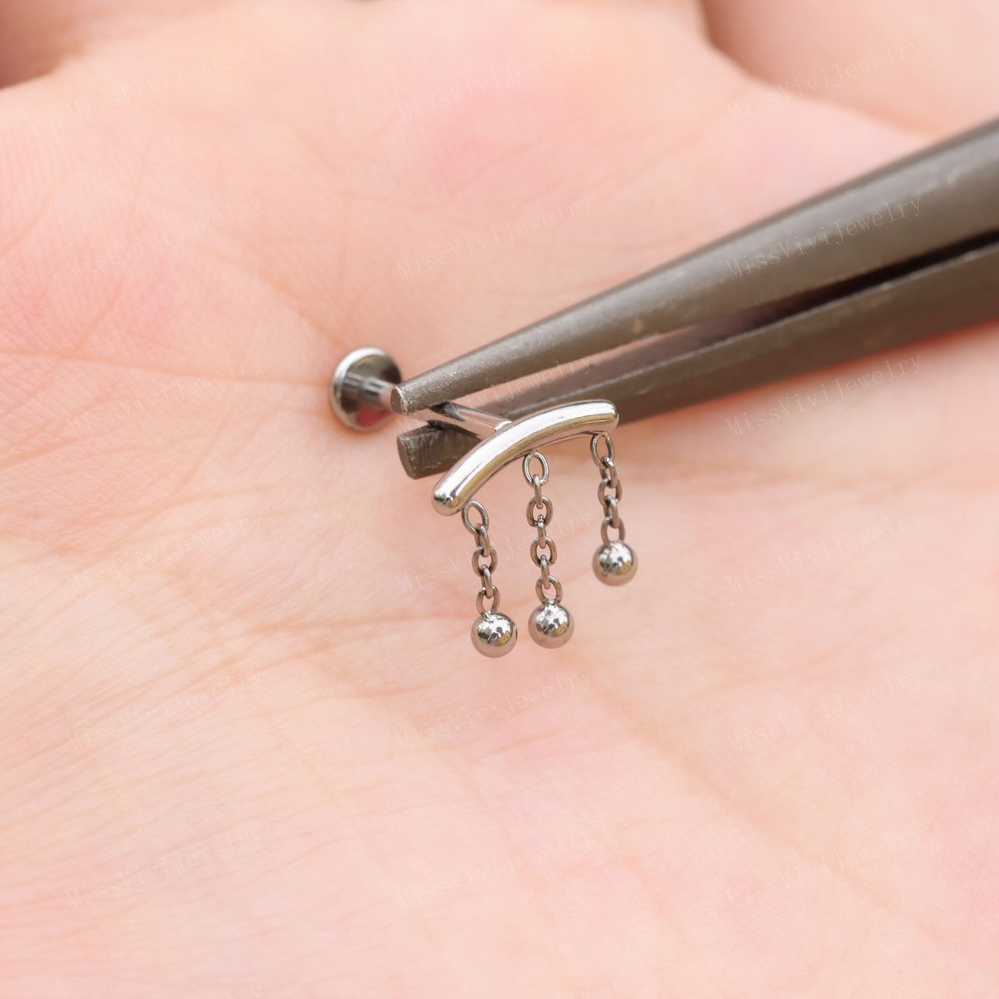 16G ASTM F136 Titanium Flat Back Stud, Tiny Stud Earrings, Titanium Helix Stud, Dangle Cartilage Earring, Silver Drop Earring 1.2*6/8/10mm Miss Vivi Jewelry