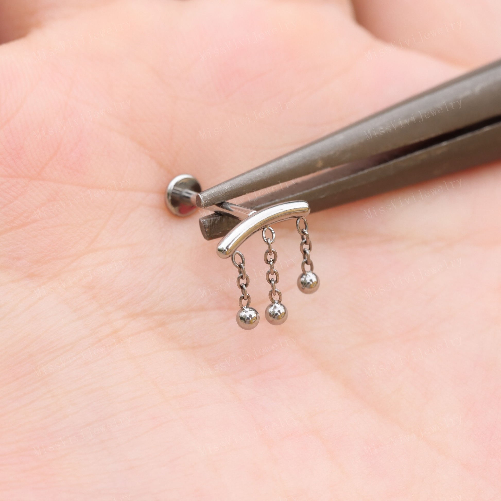 16G ASTM F136 Titanium Flat Back Stud, Tiny Stud Earrings, Titanium Helix Stud, Dangle Cartilage Earring, Silver Drop Earring 1.2*6/8/10mm Miss Vivi Jewelry