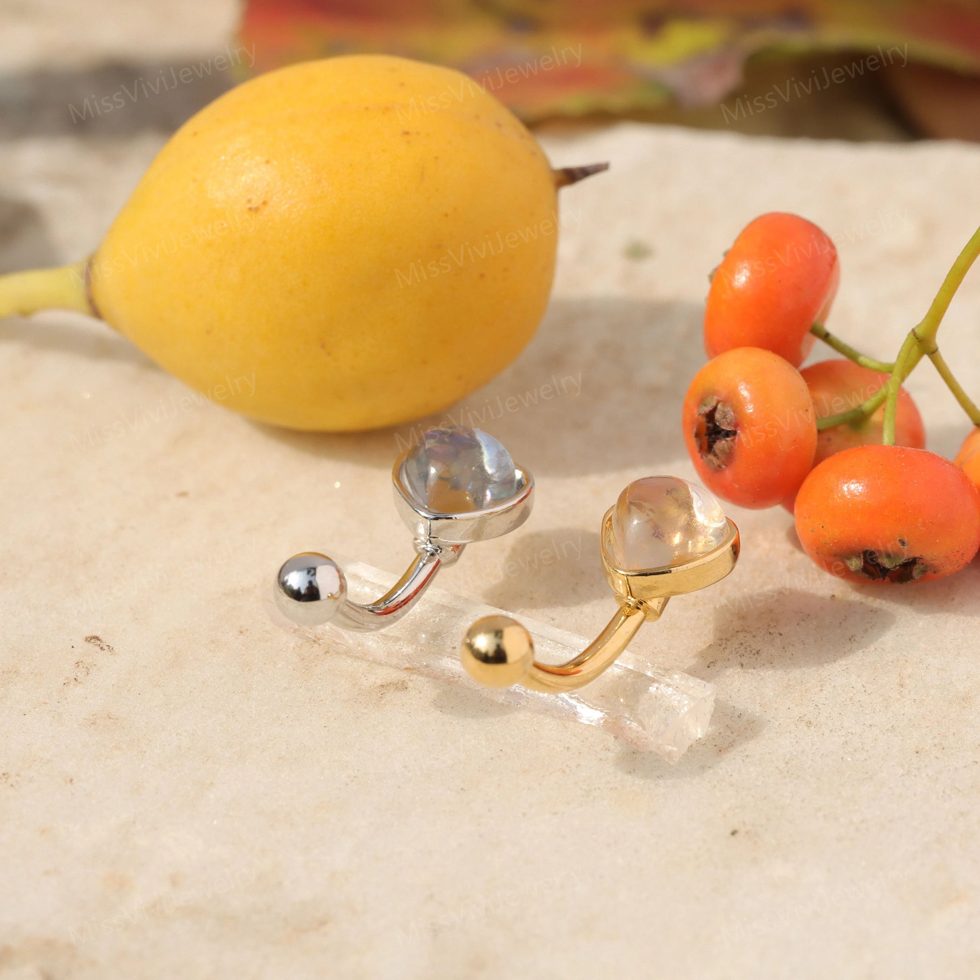 16g Heart Rook Curved Barbell Earring/ Rook Piercing Jewelry/ Rook Earrings Silver/ Rook Barbell Jewelry/ Gold Rook Barbell/ Eyebrow Jewelry Miss Vivi Jewelry