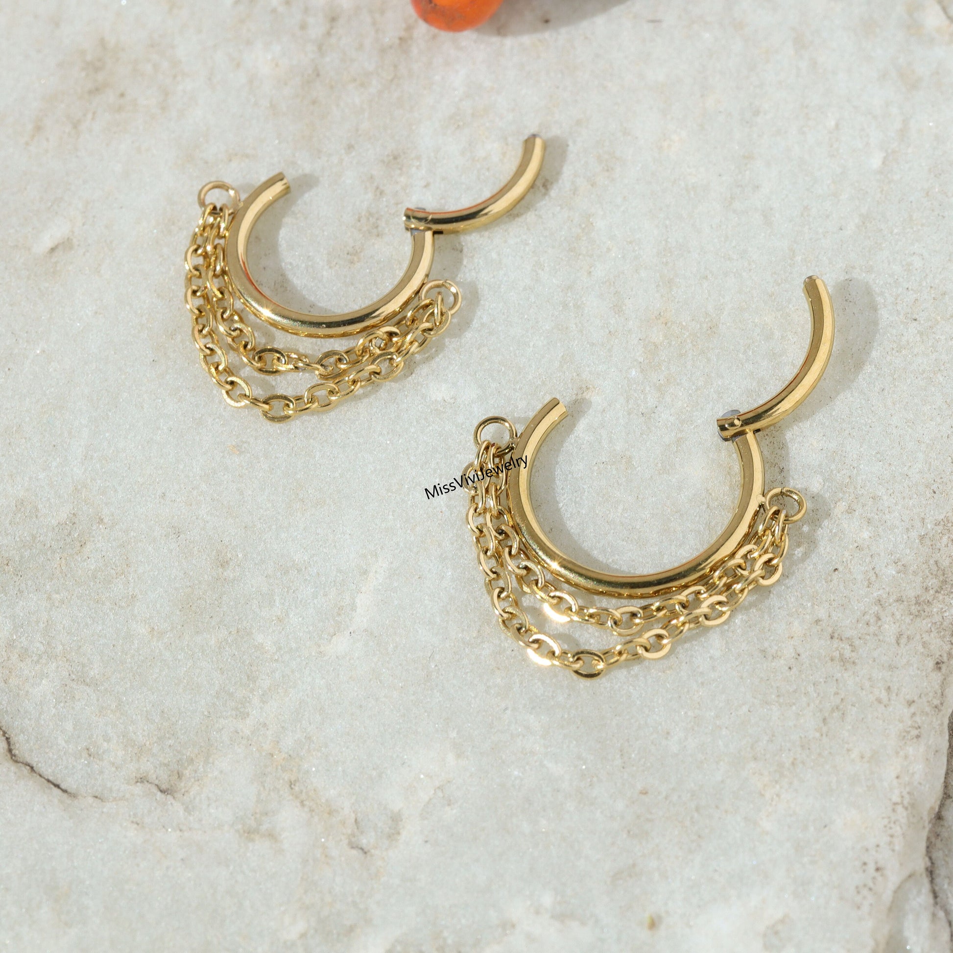 16G 316L Steel Helix Earring Hoop/ Helix Piercing/ Helix Hoop Ring/ Helix Earring Chain/ Helix Earring Silver/ Hinged Helix/ Helix Clicker Miss Vivi Jewelry