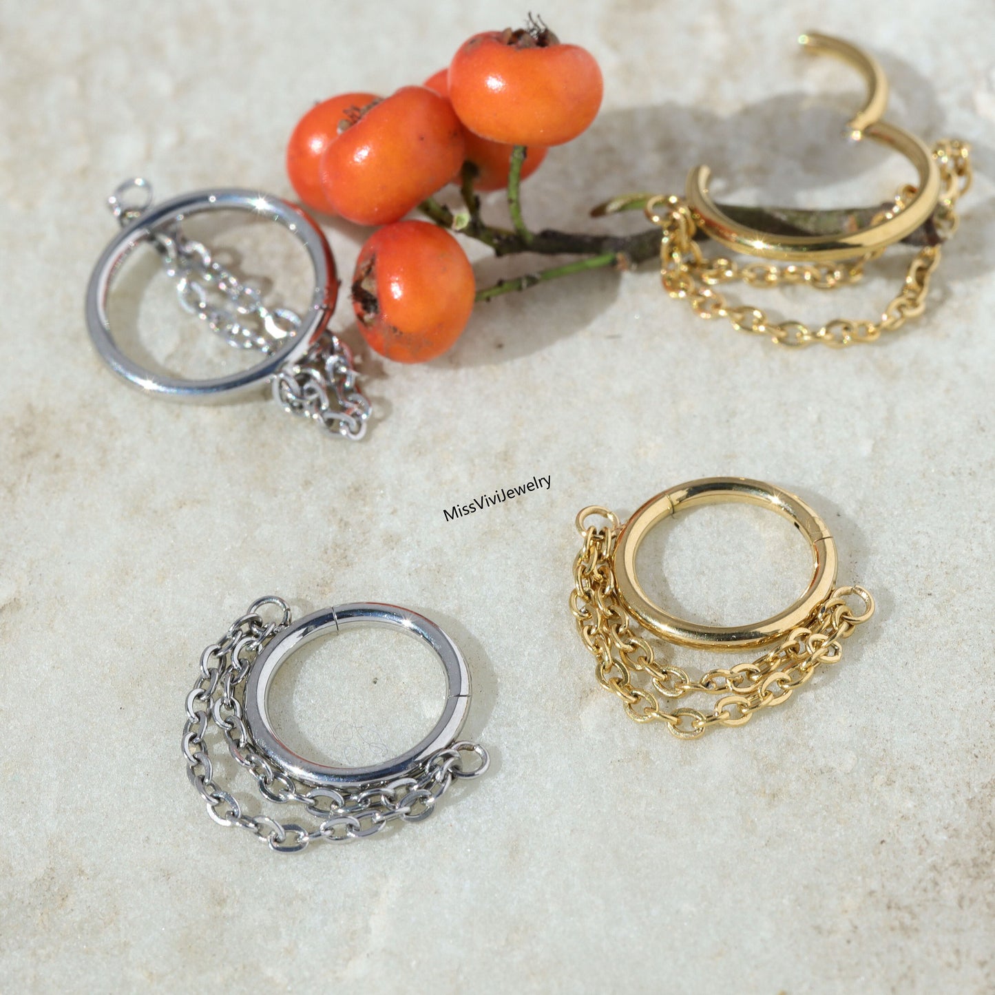 16G 316L Steel Helix Earring Hoop/ Helix Piercing/ Helix Hoop Ring/ Helix Earring Chain/ Helix Earring Silver/ Hinged Helix/ Helix Clicker Miss Vivi Jewelry