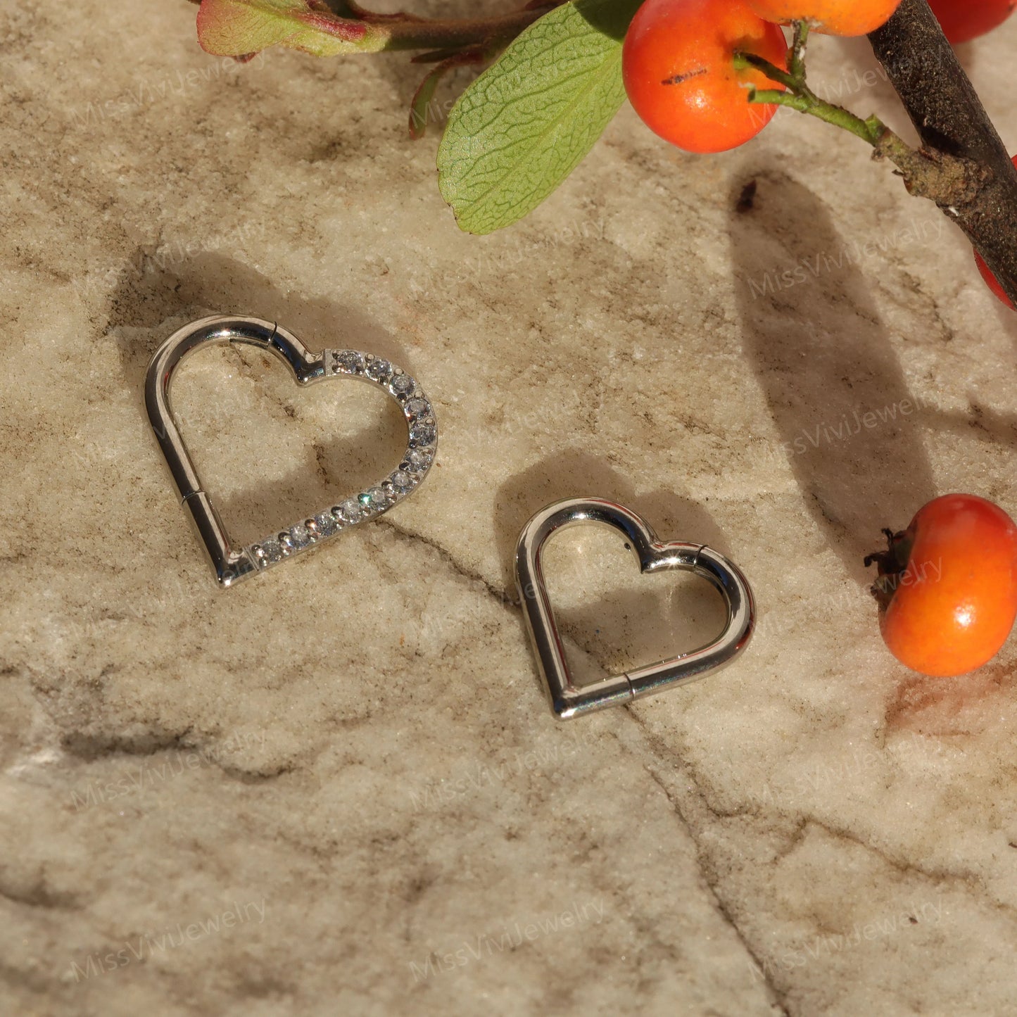 16G F136 Titanium Hinged Heart shaped Daith Earring, Titanium Jewelry, Christmas Gifts, Engagement gifts, Anniversary Gifts, Valentine's Day Miss Vivi Jewelry