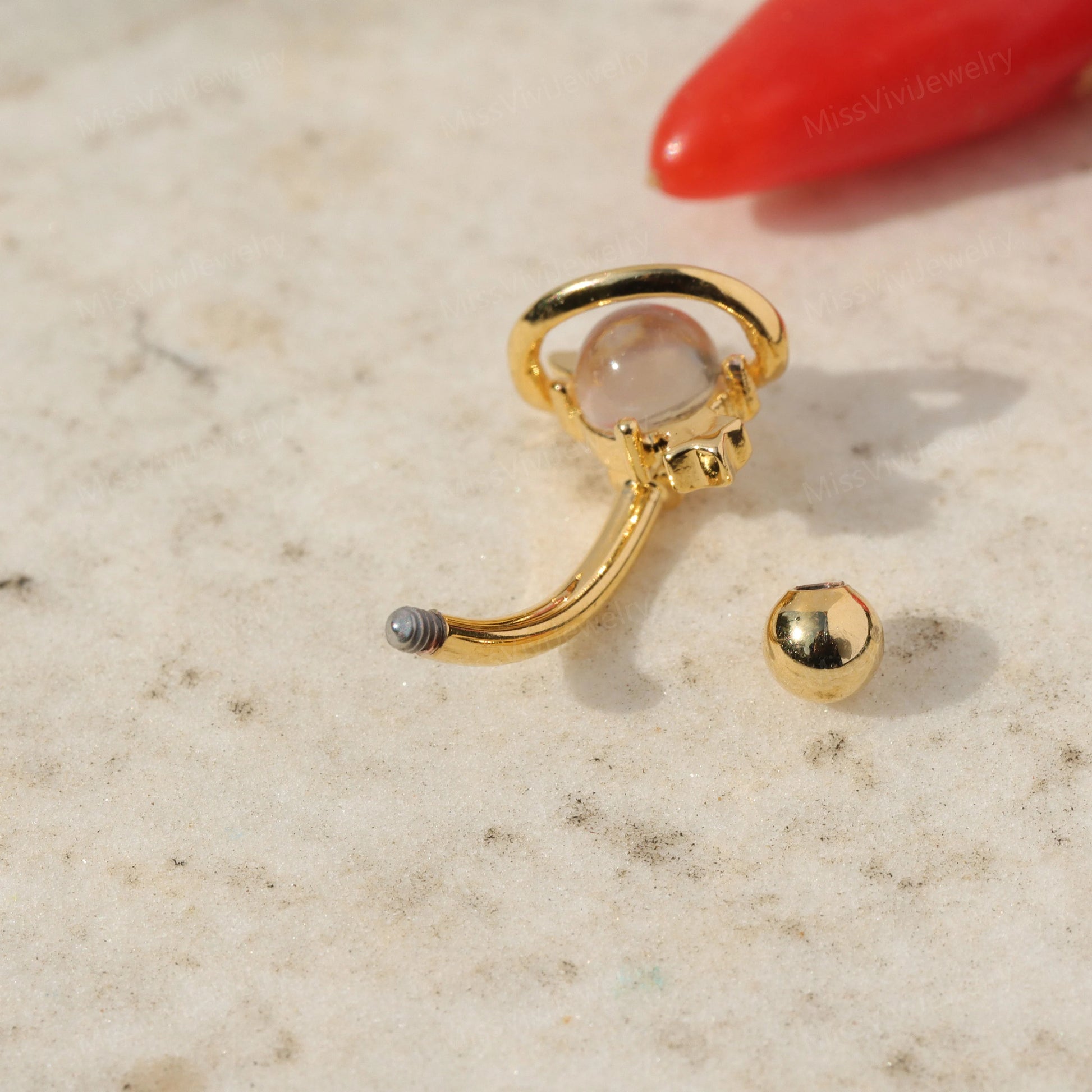 16G Moon&Star Rook Earring/ Rook Earring Barbell/ Rook Piercing Jewelry/ Eyebrow Piercing Jewelry/ Eyebrow Ring/Rook Barbell 8mm Silver Gold Miss Vivi Jewelry