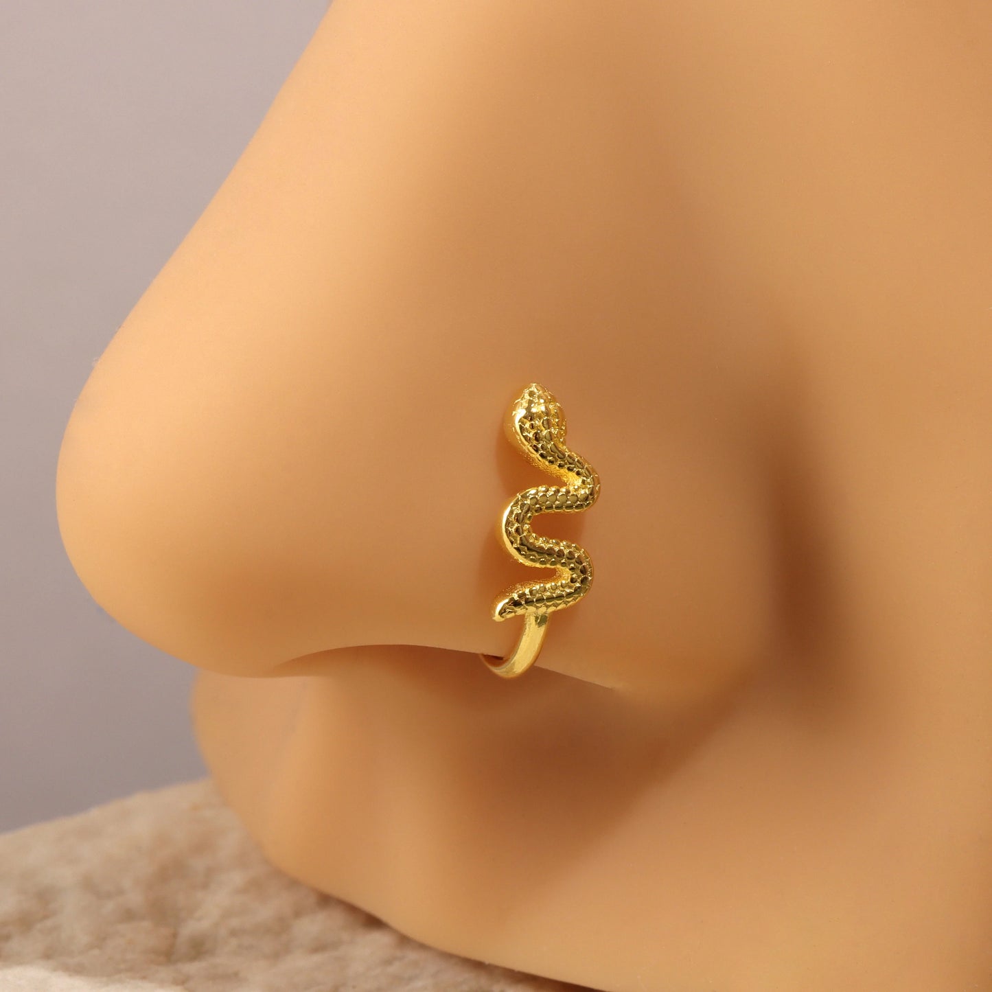 S925 Sterling Silver Fake Nose Ring/ Non Piercing Nose Ring Cuff Gold/ Never Getting Green Faux Nose Ring/ Quality Fake Piercing Jewelry Miss Vivi Jewelry