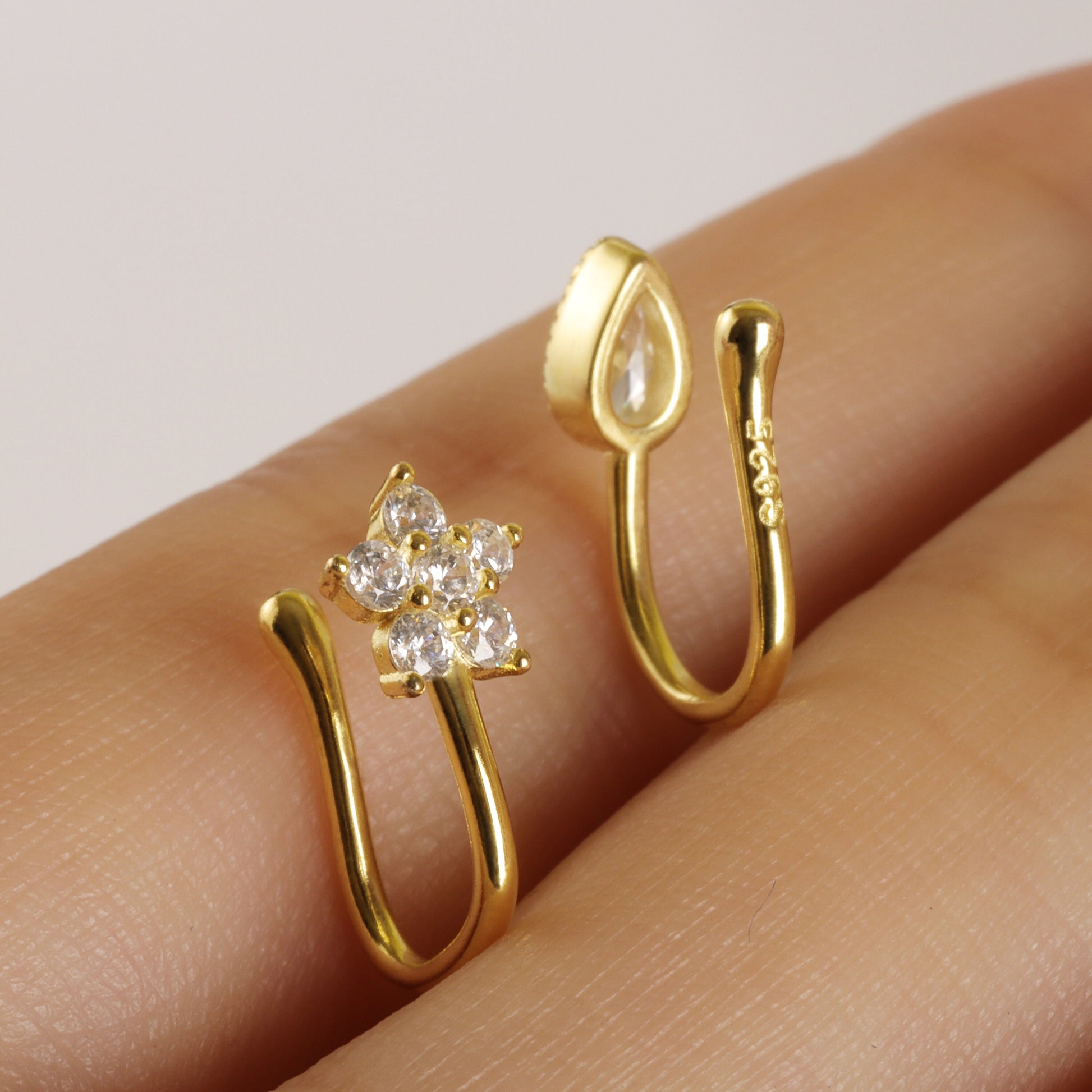 S925 Sterling Silver Faux Nose Ring/ Non-piercing Nose Ring/ Unique Nose Clip/ Nose Cuff/ CZ Fake Nose Ring/ No Pierced Nose Clip/ Nose Ring Miss Vivi Jewelry