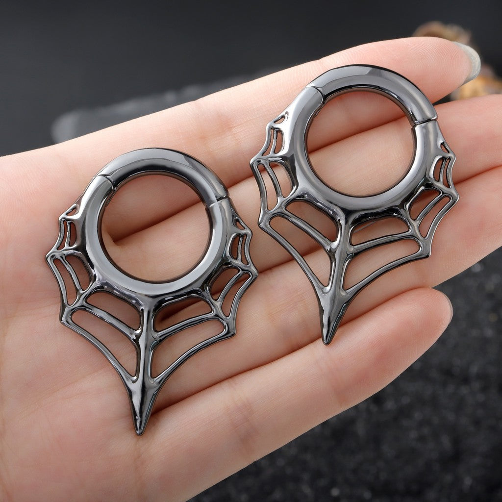 Black Spiderweb Ear Weights Hoop for 5mm Stretched Ear/ 4 Gauges Earring Plugs/ Gauge Weights/ Weights Hanger Heavy with Easy Clasp/ Ear Tunnels