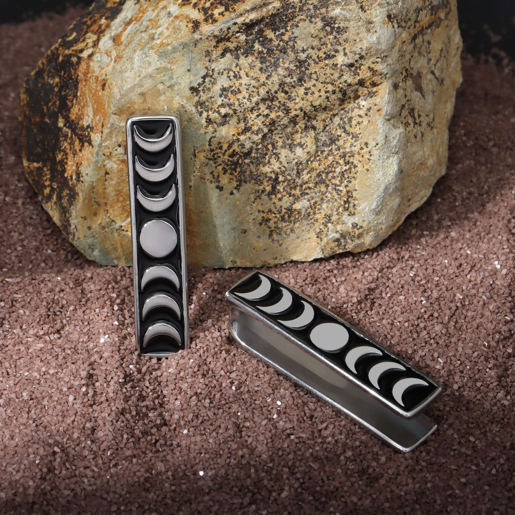 Moon Phase Ear Weights / High-Quality Ear Hanger/ 0 Gauge Ear Weight Silvery/ Ear Stretched Jewelry/ Weighted Dangle 7mm/ Lobe Weights Steel