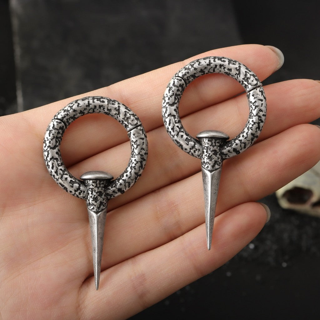 316L Nail Ear Weights / High Quality Steel Ear Hanger/ 6 Gauge Ear Weight Silvery/ Ear Stretched Jewelry/ Weighted Hoops Silvery 4mm