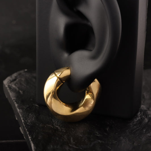 Golden Mobius Ear Weights/ 6mm Gauge for Stretched Ear/ 2G Ear Plug/ Heavy Gauge Ring/ Ear Weights Hoop/ Ear Lobe Hanger
