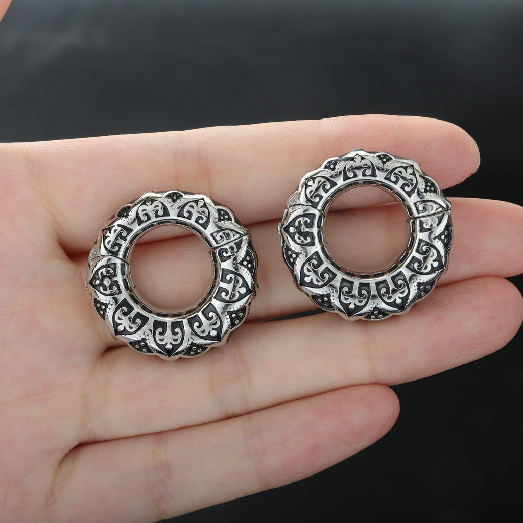 Filigree Pattern Ear Weights/ 6mm Ear Lobe Hanger/ 2G Ear Weight Gauges For Stretched Ears/ Vintage Plug Earring/ Heavy ear Gauges jewelry