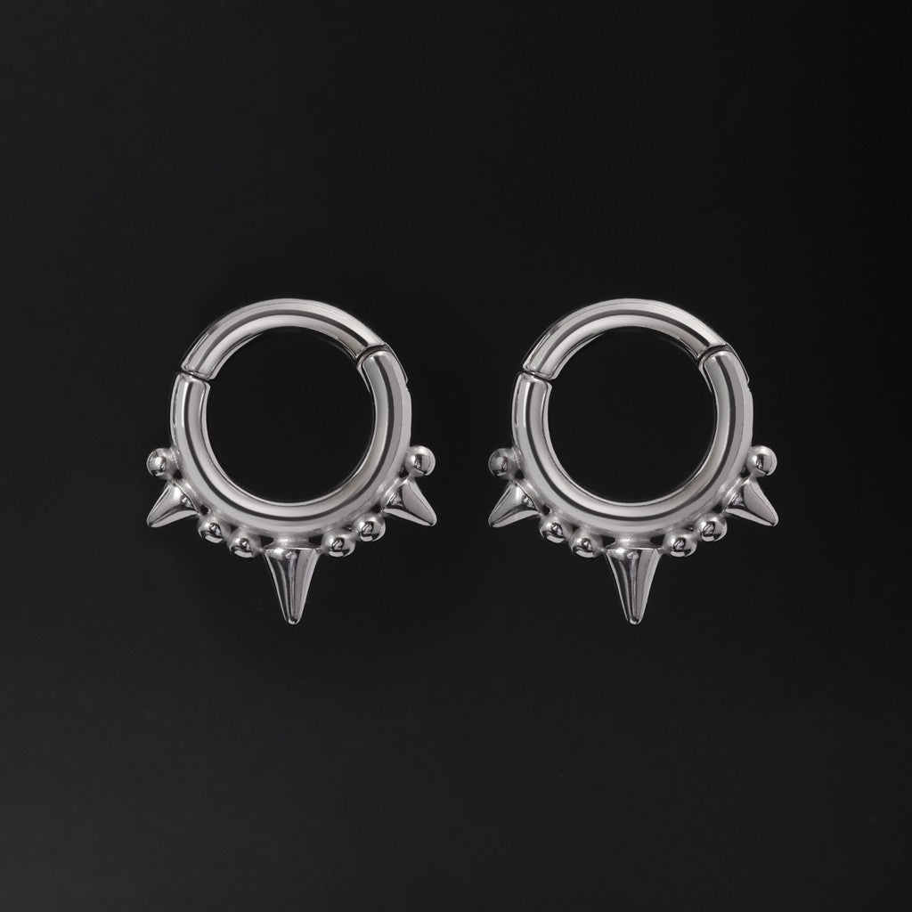 Silvery Spikes Ear Weights Hanger with Magnetic Clasp/2G Heavy Ear Stretchered Hoop/ 6mm Ear Gauges/ Stretched Earrings/ Steel Ear Hanger