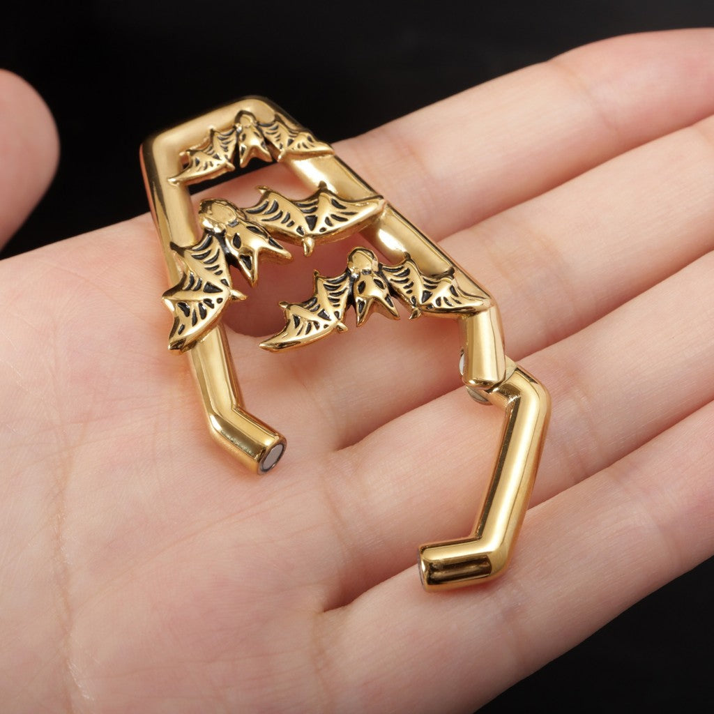 Golden Bat&Coffin Ear Weights/ 4mm Ear Weights Hoop/ 6 Gauges Ear Stretchers/ Heavy Gauge Ring/ Heavy Ear Tunnels/ Ear Gauges Earring
