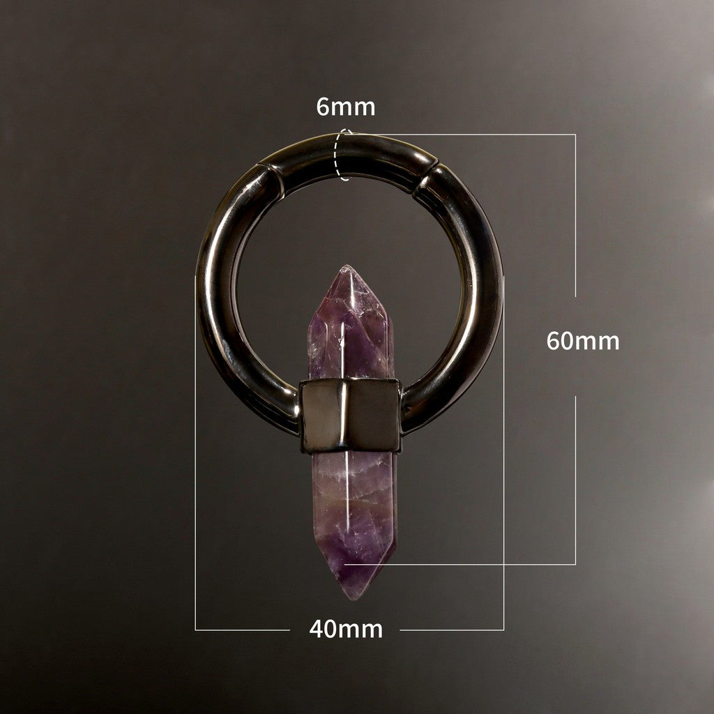 Amethyst Black Ear Weights , Hanging Gauge, Ear Weights, Lobe Hanger, Hexagonal Hoop Weights for Stretched Ears