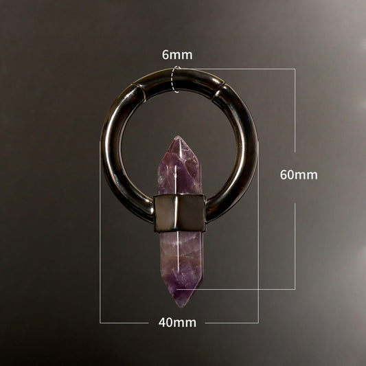 Amethyst Black Ear Weights , Hanging Gauge, Ear Weights, Lobe Hanger, Hexagonal Hoop Weights for Stretched Ears