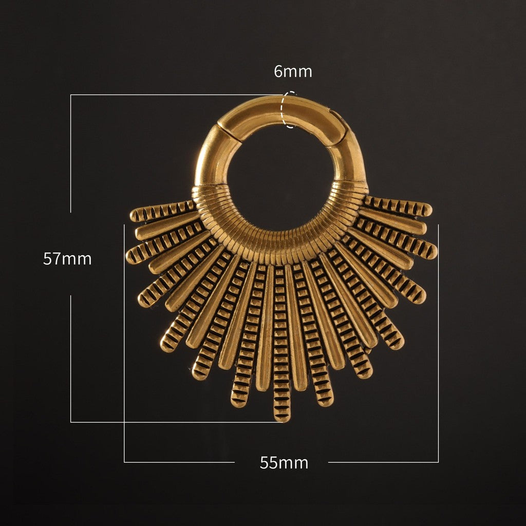 Black Fan Ear Weights for Stretched Ear/ Ear Hangers Hoop with Easy Clasp/ Gothic 2 Gauge Ear Plugs Heavy/ Steel Earlobe Gauge Weights