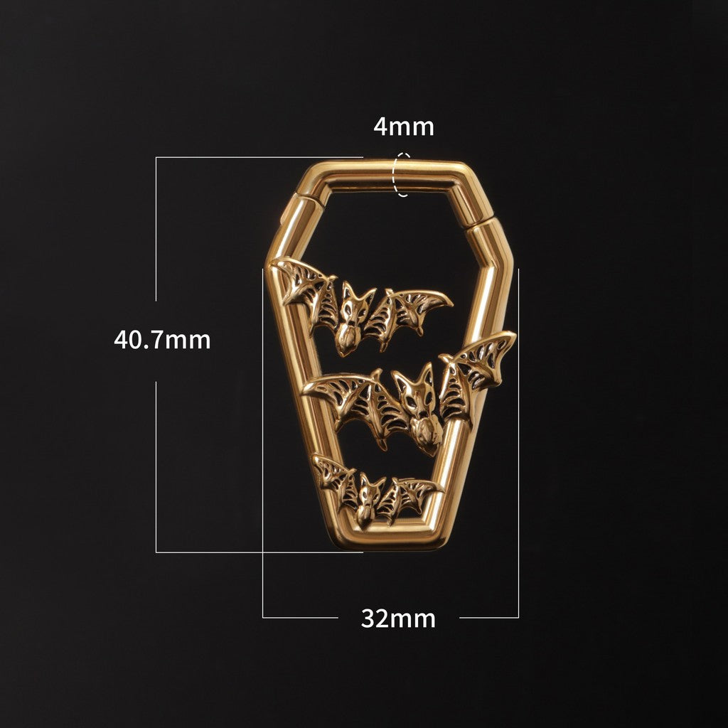 Golden Bat&Coffin Ear Weights/ 4mm Ear Weights Hoop/ 6 Gauges Ear Stretchers/ Heavy Gauge Ring/ Heavy Ear Tunnels/ Ear Gauges Earring