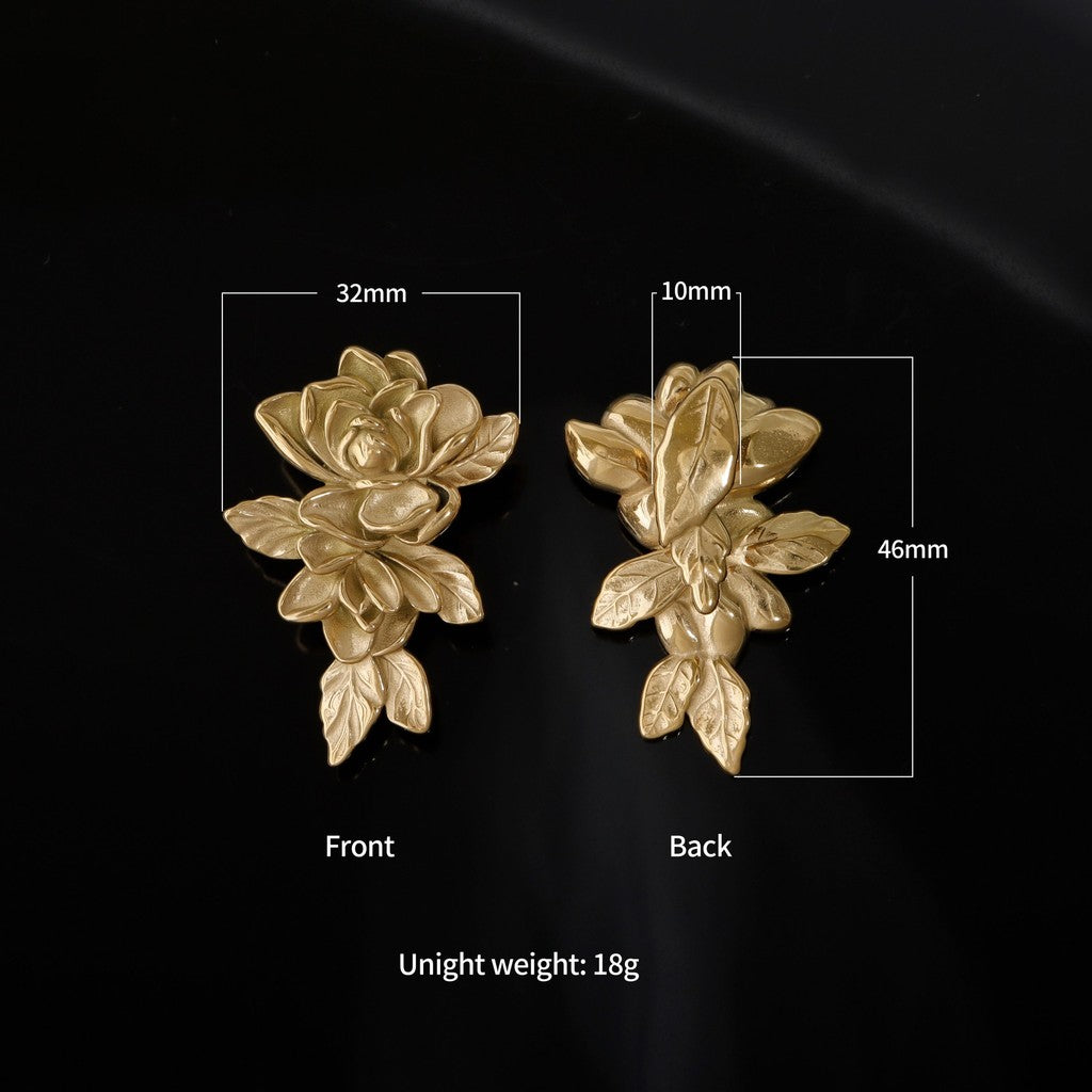 00G Rose Ear Weights Hanger/ High-Quality Ear Hanger for Stretched Ears / Weighted Gauges Golden/ Golden Ear Stretched Jewelry/ Weighted Dangle 10mm