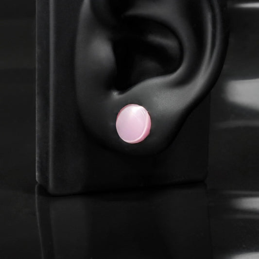 Pink Cat's Eye Stone Ear Plug Earrings/ Ear Gauges 6~14mm/ Stone Ear Stretchers