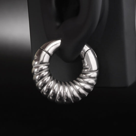 Silvery Ear Weights Hangers with Easy Clasp/ Heavy Earrings for 2G 6mm Stretchered Earlobe/ Steel Plug Earrings/ Ear Gauge Weights Circle