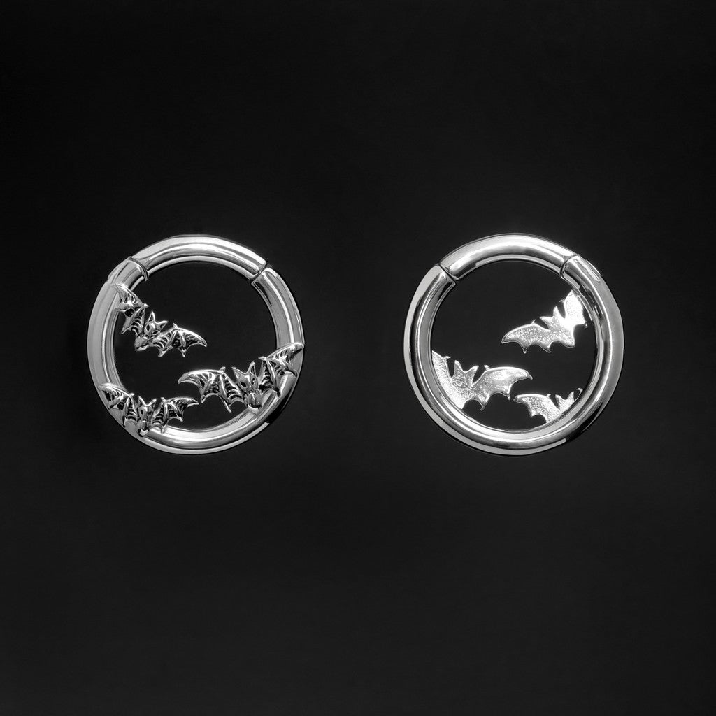 Silvery Bat Ear Weights Hanger with Easy Clasp/ Heavy Earrings for Stretchered Ear/ Steel Ear Gauges/ Silvery Ear Plugs/ 6G Weight Hangers