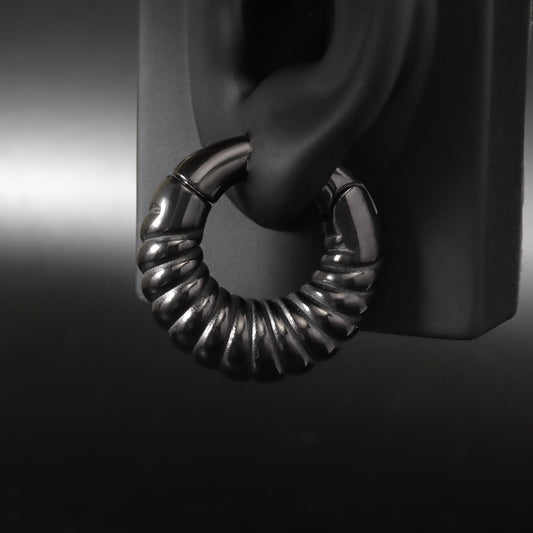 Black Ear Weights Hangers with Easy Clasp/ Ear Hangers for 2 Gauges Stretched Ear/ 6mm Ear Gauge Earrings/ Heavy Gauge Hanger Circle