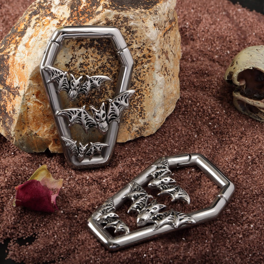Bat&Coffin Ear Weights/ Hanger Weights for 6G Stretchered Earlobe/ Gauge Ear Weights/ Steel Ear Plugs/Ear Tunnels