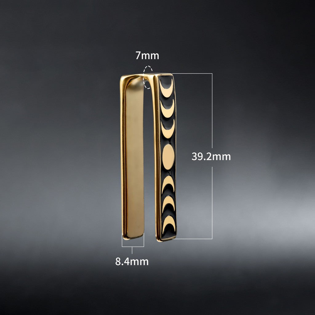 Steel Moon Phase Ear Weights / High-Quality Ear Hanger/ 0 Gauge Ear Weight Golden/ Ear Stretched Jewelry/ Weighted Dangle 7mm/ Lobe Weights