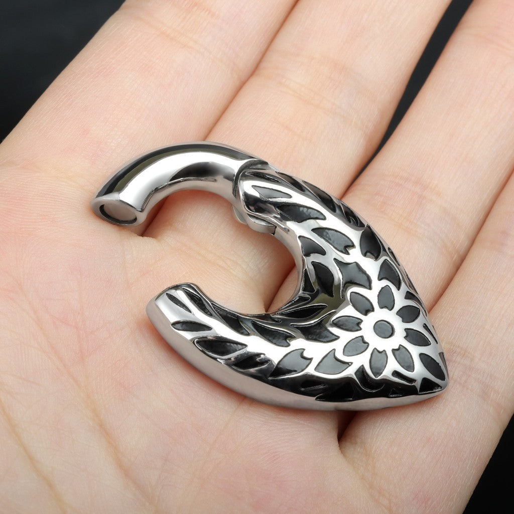 Pattern Tribal Ear Weights Hanger with Easy Closure/Teardrop Ear Gauge Earrings/Ear Stretched Jewelry/Weighted Hoops Silvery /Gauge Weight