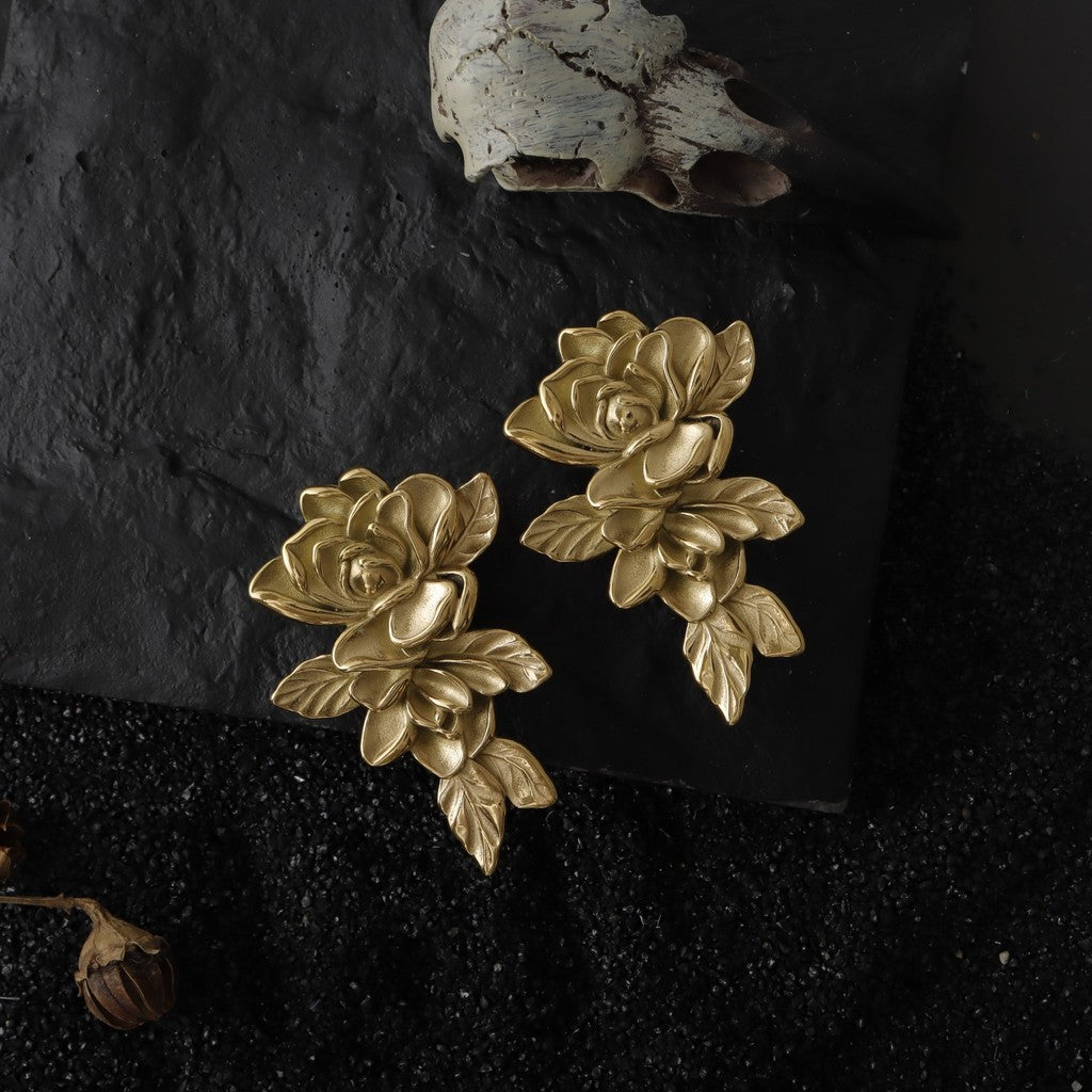 00G Rose Ear Weights Hanger/ High-Quality Ear Hanger for Stretched Ears / Weighted Gauges Golden/ Golden Ear Stretched Jewelry/ Weighted Dangle 10mm