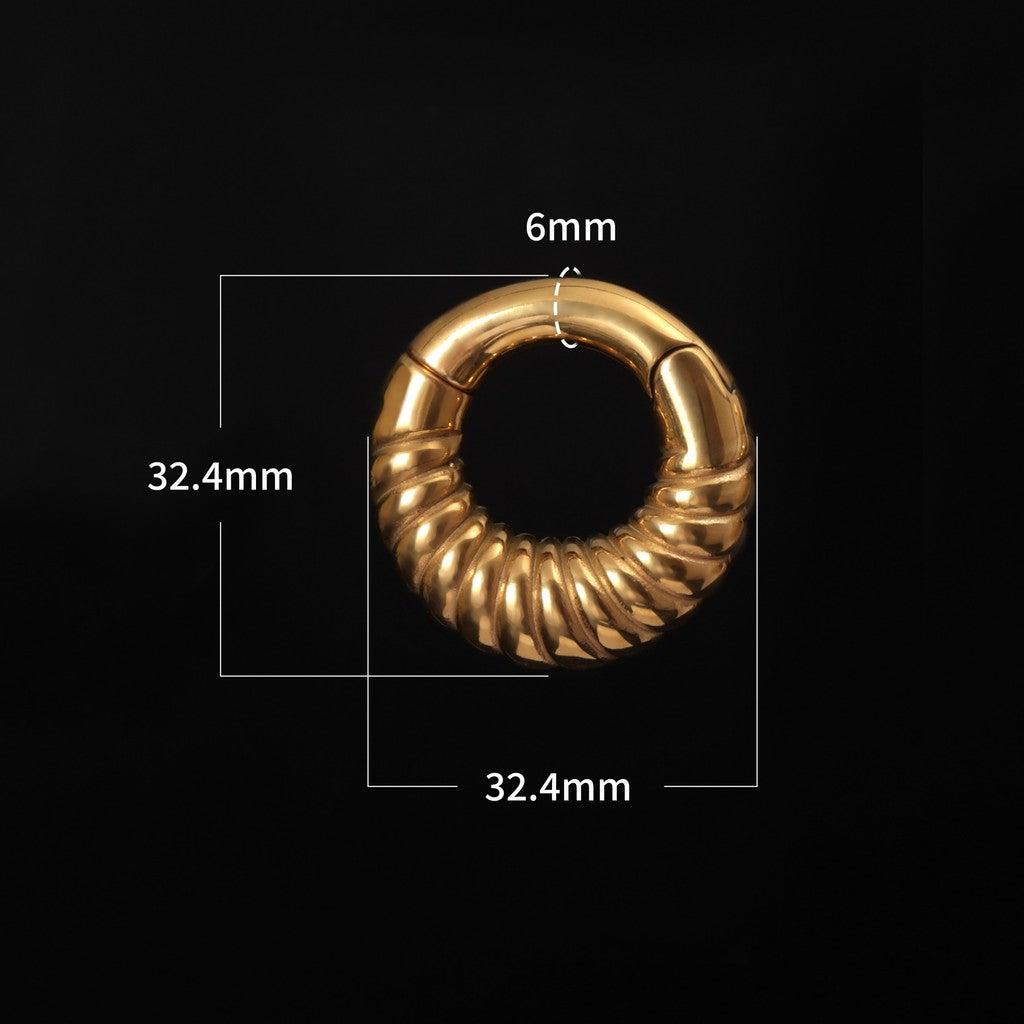 Golden Ear Weights Hangers with Easy Clasp/ Heavy Earrings for 2G 6mm Stretchered Earlobe/ Steel Plug Earrings/ Ear Gauge Weights Circle