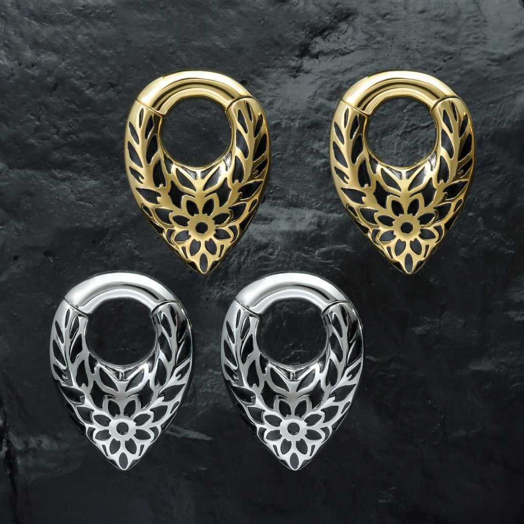 Tribal Pattern Ear Weights Hanger with Easy Closure/Golden Gauge Earrings/Hight Quality Steel Ear Stretched Jewelry/2G Teardrop Hanger Plug