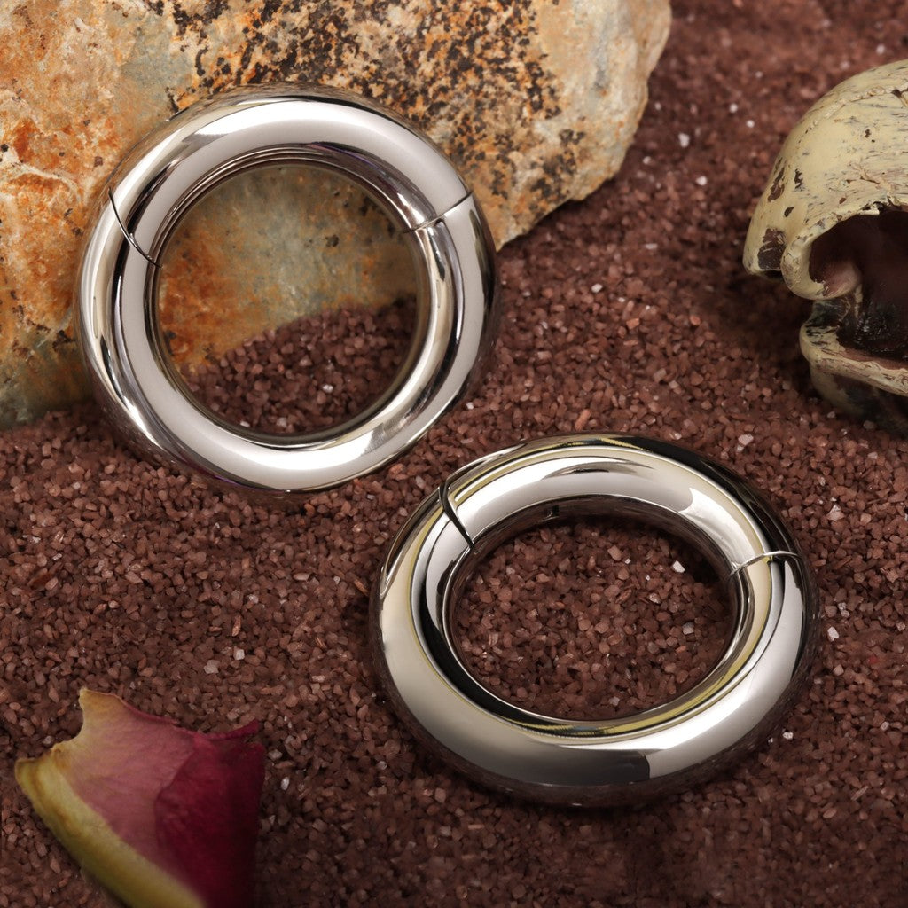 Silvery Ear Weights Hangers with Easy Clasp/ Heavy Earrings for 2G 6mm Stretchered Earlobe/ Steel Plug Earrings/ Ear Gauge Weights Circle