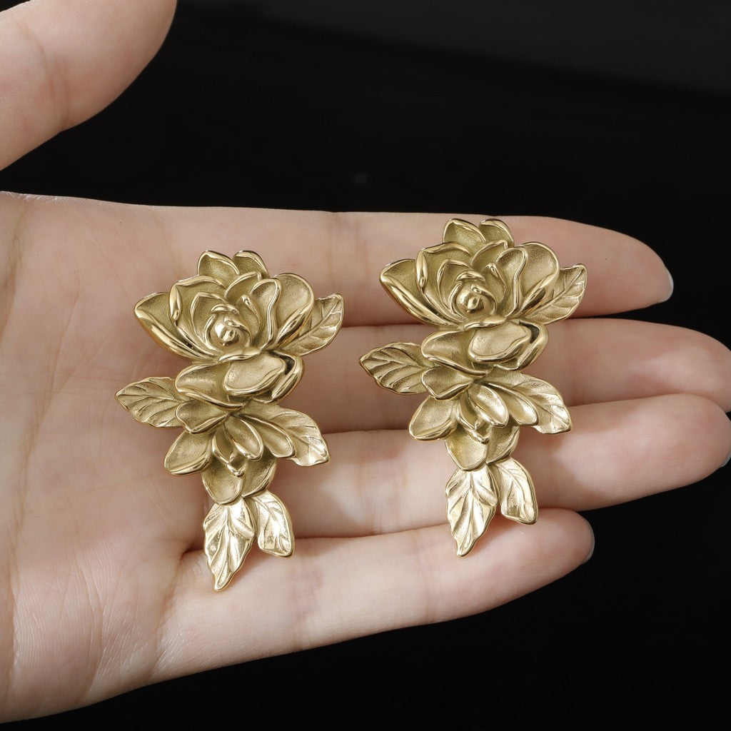 00G Rose Ear Weights Hanger/ High-Quality Ear Hanger for Stretched Ears / Weighted Gauges Golden/ Golden Ear Stretched Jewelry/ Weighted Dangle 10mm