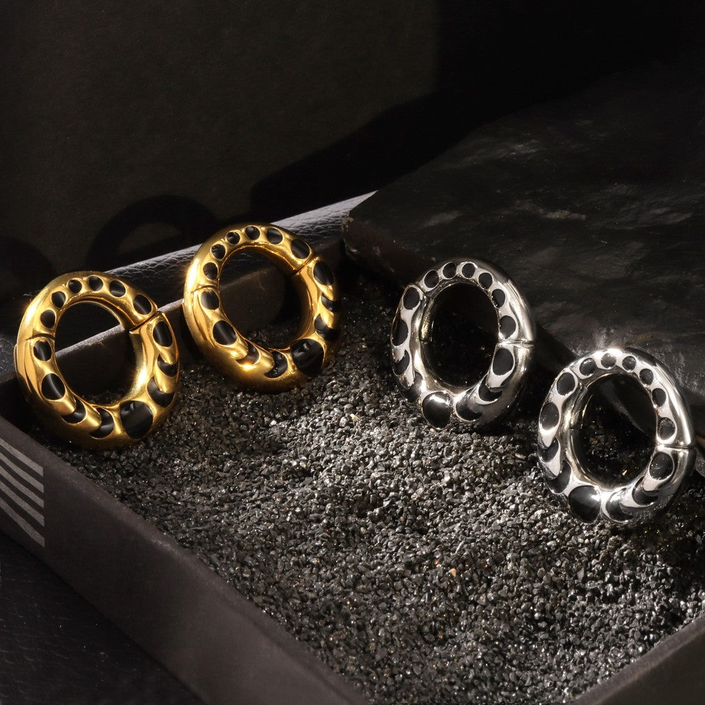 Silvery Ear Weights Hangers for Stretched Ear/ Moon Phases Ear Weights Hoop with Magnetic Lock/ 316L Steel Ear Hangers/ 2Gauge Circle Weights