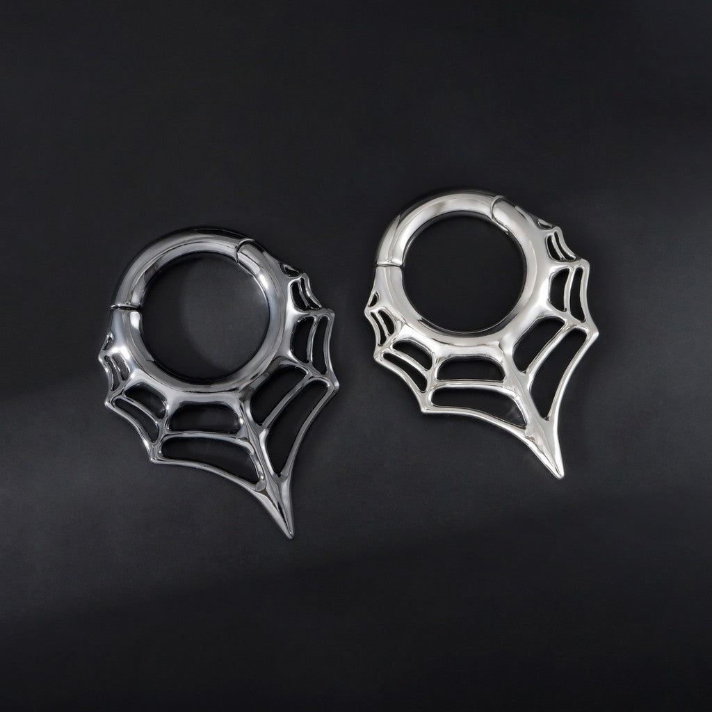 Black Spiderweb Ear Weights Hoop for 5mm Stretched Ear/ 4 Gauges Earring Plugs/ Gauge Weights/ Weights Hanger Heavy with Easy Clasp/ Ear Tunnels